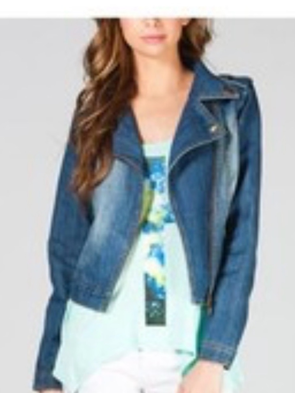 Jou Jou Blue Denim Jacket with Gold Hardware size medium